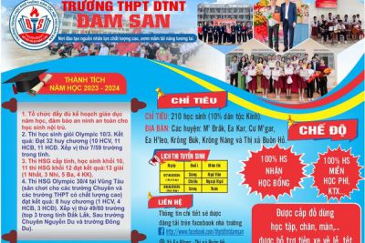 Tuyển sinh vào lớp 10 trường DTNT Đam San năm học 2024-2025